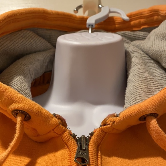 Abercrombie & Fitch Orange Peach Thick Hoodie with sewn on brand name in white S - Picture 4 of 16